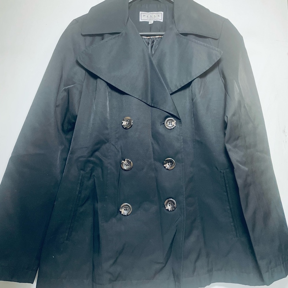 Ladies Black Peacoat by Pelle Studio